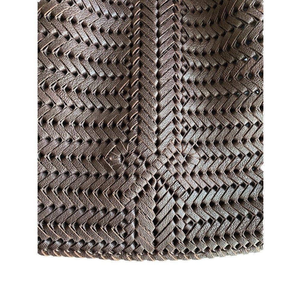Anya Hindmarch Neeson Leather Woven Bucket Bag Rosewood Brown Tassel - Picture 4 of 17